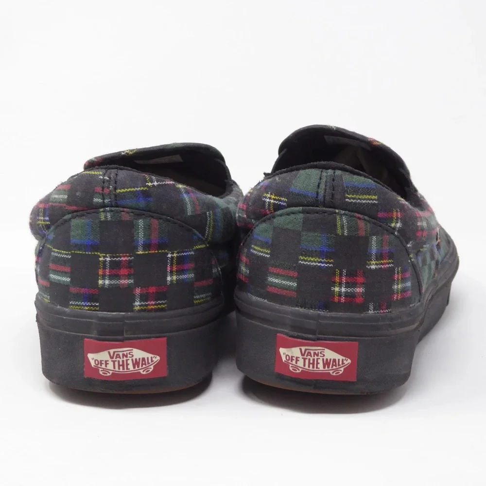 Vans Womens Slip-On Shoes Green Red Black Plaid ComfyCush Size 7